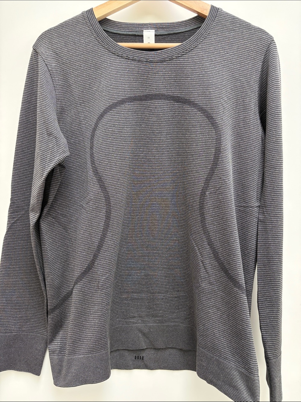 lululemon athletica Gray Long Sleeve Striped Crew Top